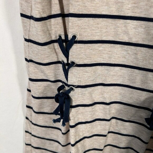 Hayden Girls Dress Women's Large Light Brown Striped Short Sleeve Cotton Blend - Picture 4 of 10